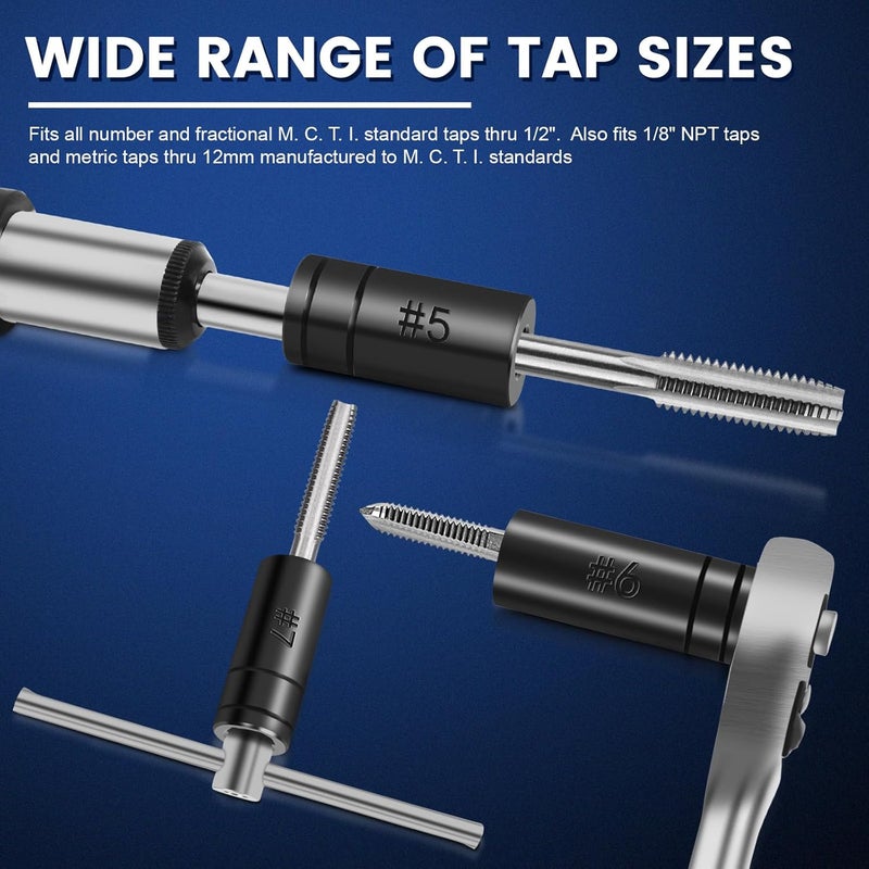 DikTalk 70500 Tap Socket Set, 8-Piece 1/4" & 3/8" Drive Taps Sockets Adapter for Socket Wrench Set Use, Fits All MCTI Taps Thru 1/2” & 1/8" NPT Taps - Image 3